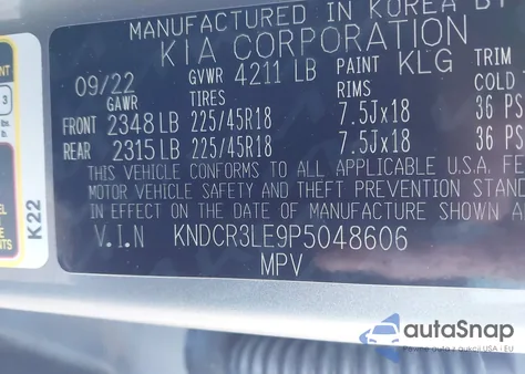 2023 Kia Niro Ex Touring z USA, uszkodzony, nr VIN KNDCR3LE9P5048606